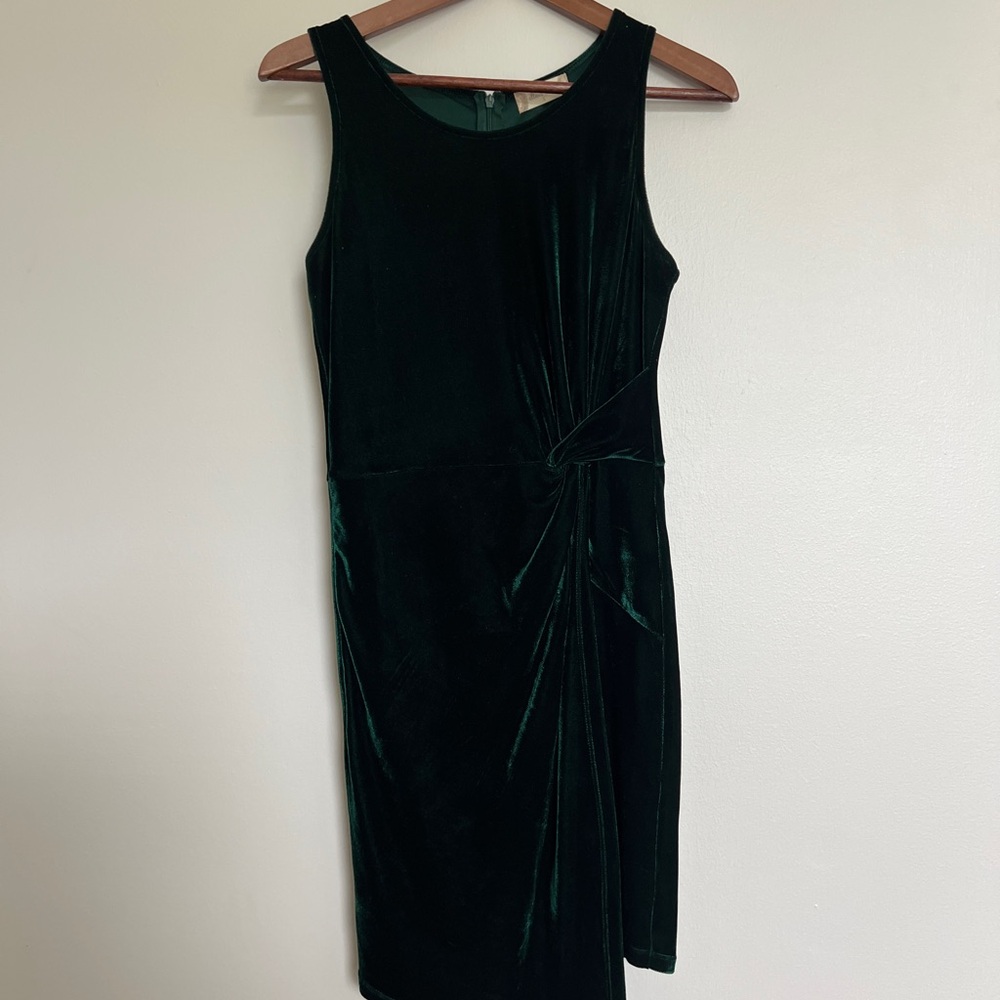 Altar'd State Emerald Velvet Sleeveless Wrap Mini Dress